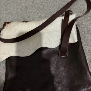 Leather cow print crossbody